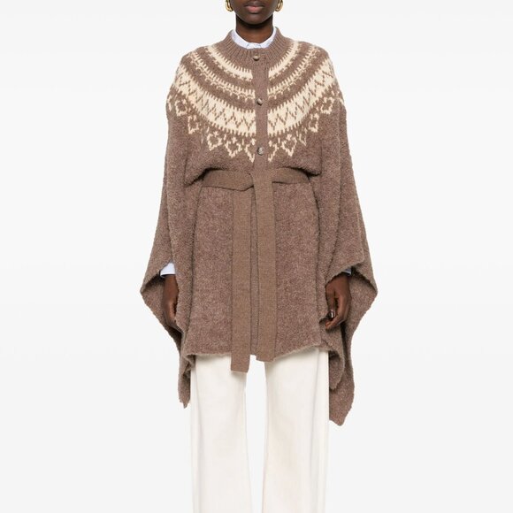 POLO Ralph Lauren Fair Isle Alpaca Wool Cape Poncho Cardigan M/L Belted NEW $998 - Picture 6 of 16